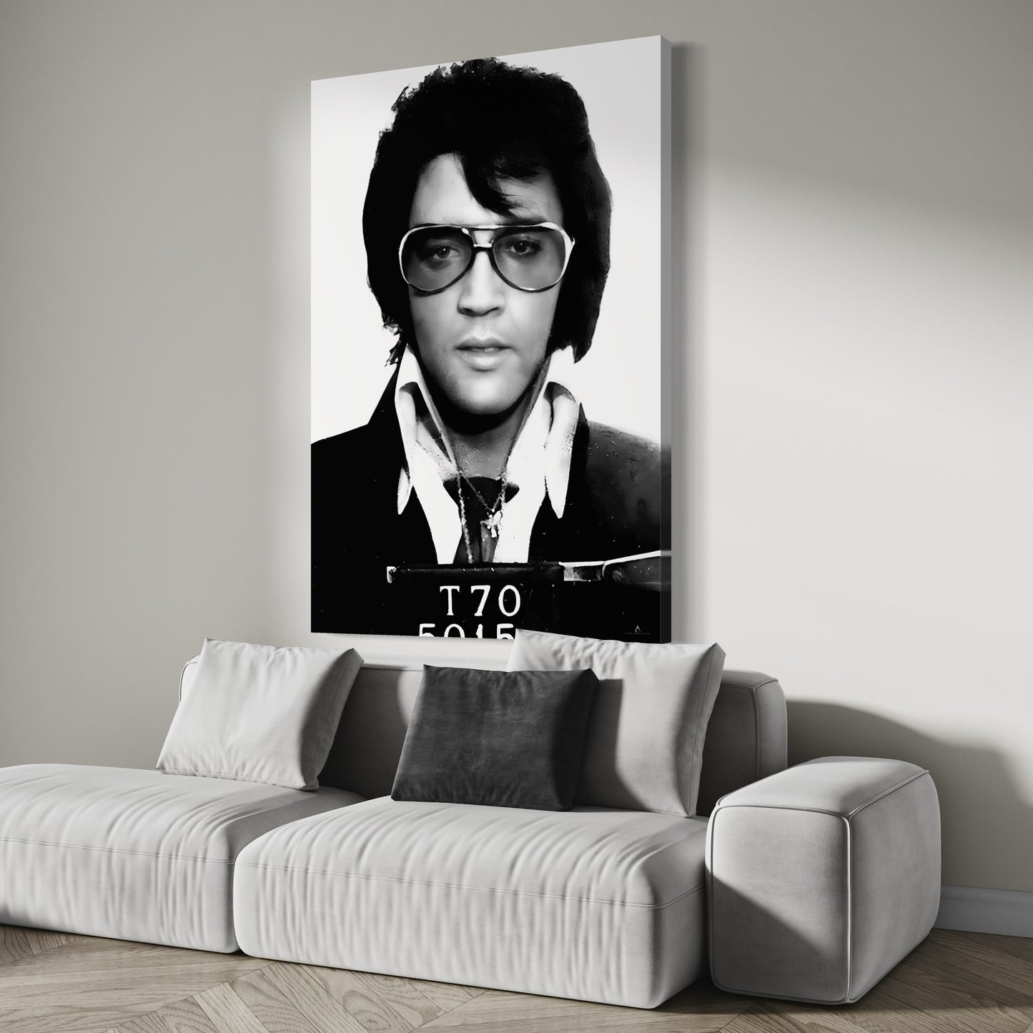 ELVIS CANVAS 1970 MUGSHOT "ROCK AND RESPECT"