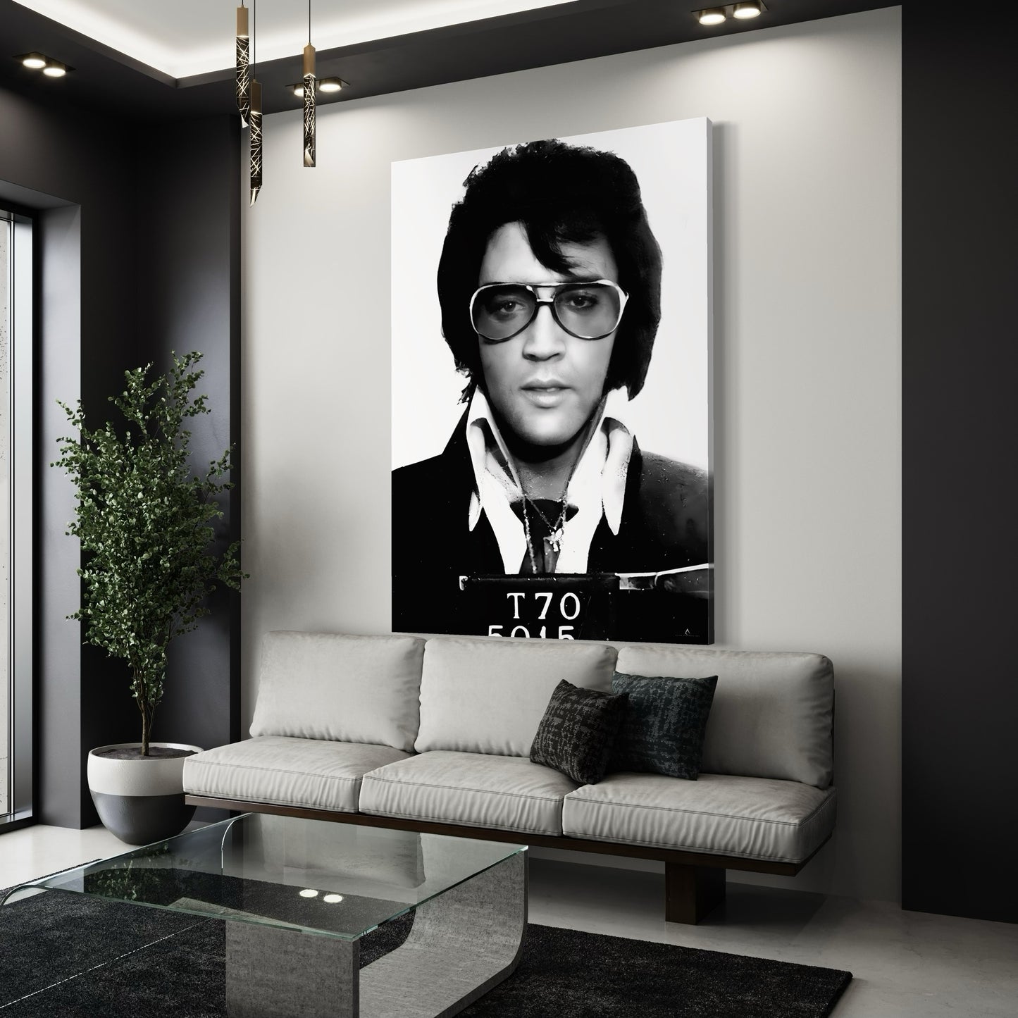 ELVIS CANVAS 1970 MUGSHOT "ROCK AND RESPECT"