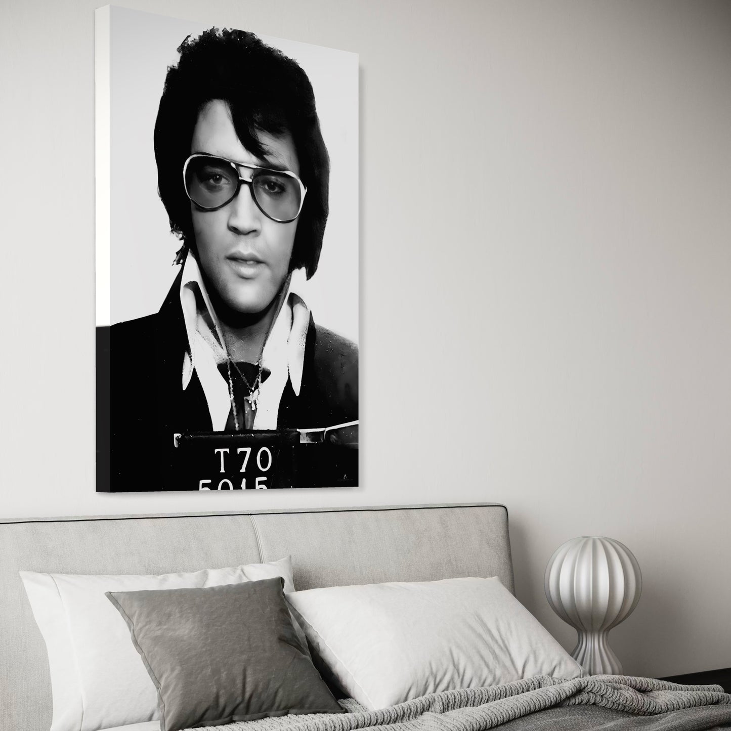 ELVIS CANVAS 1970 MUGSHOT "ROCK AND RESPECT"
