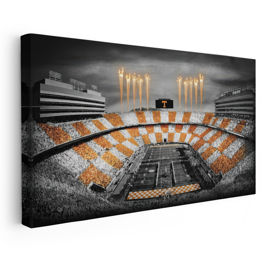 TENNESSEE VOLUNTEERS CANVAS "FIRE OVER ROCKY TOP" NEYLAND STADIUM