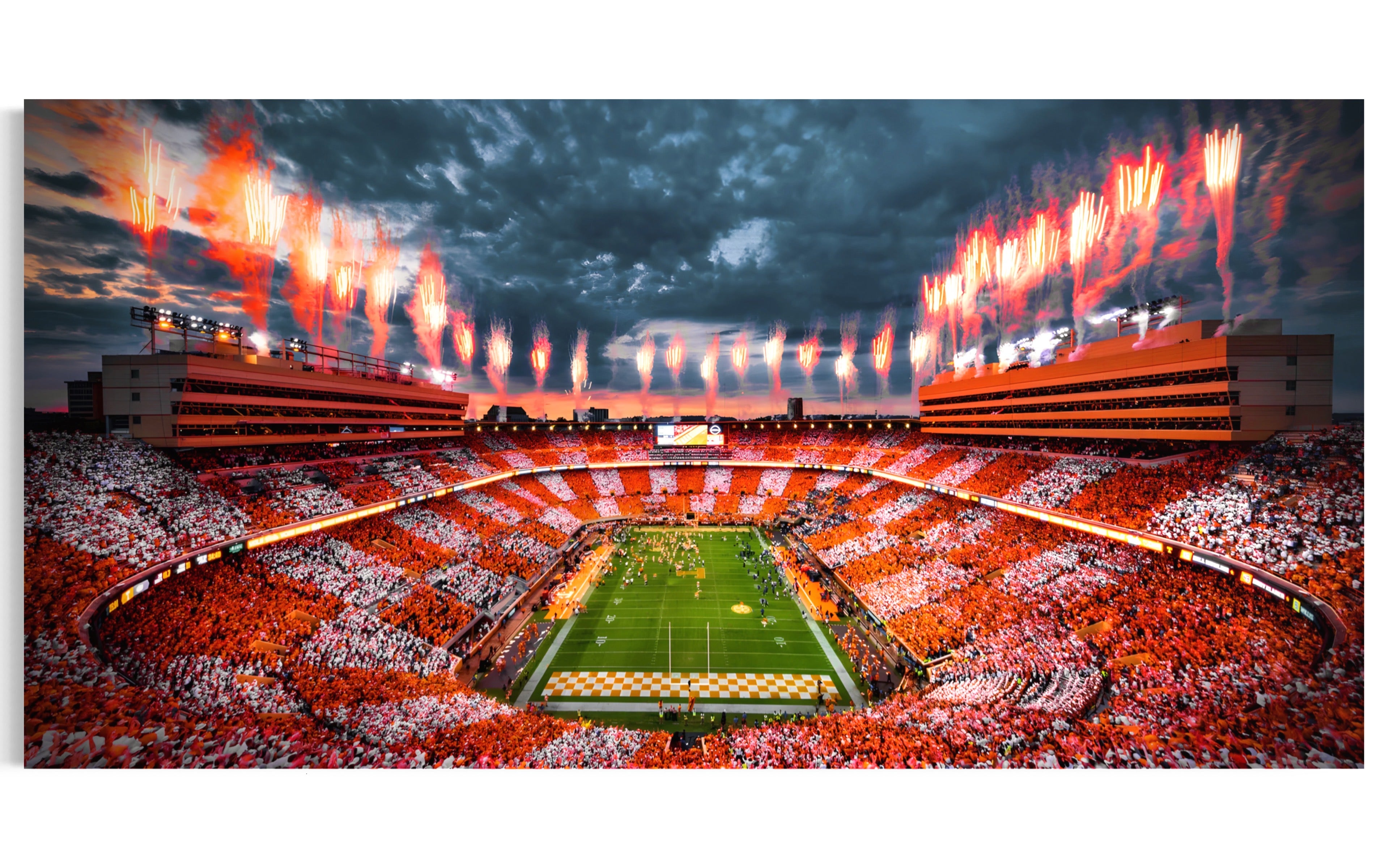 Light Up Neyland Panoramic | Tennessee Volunteers | Neyland Stadium | University of Tennessee | Orange LED Lights | newest Wall Art