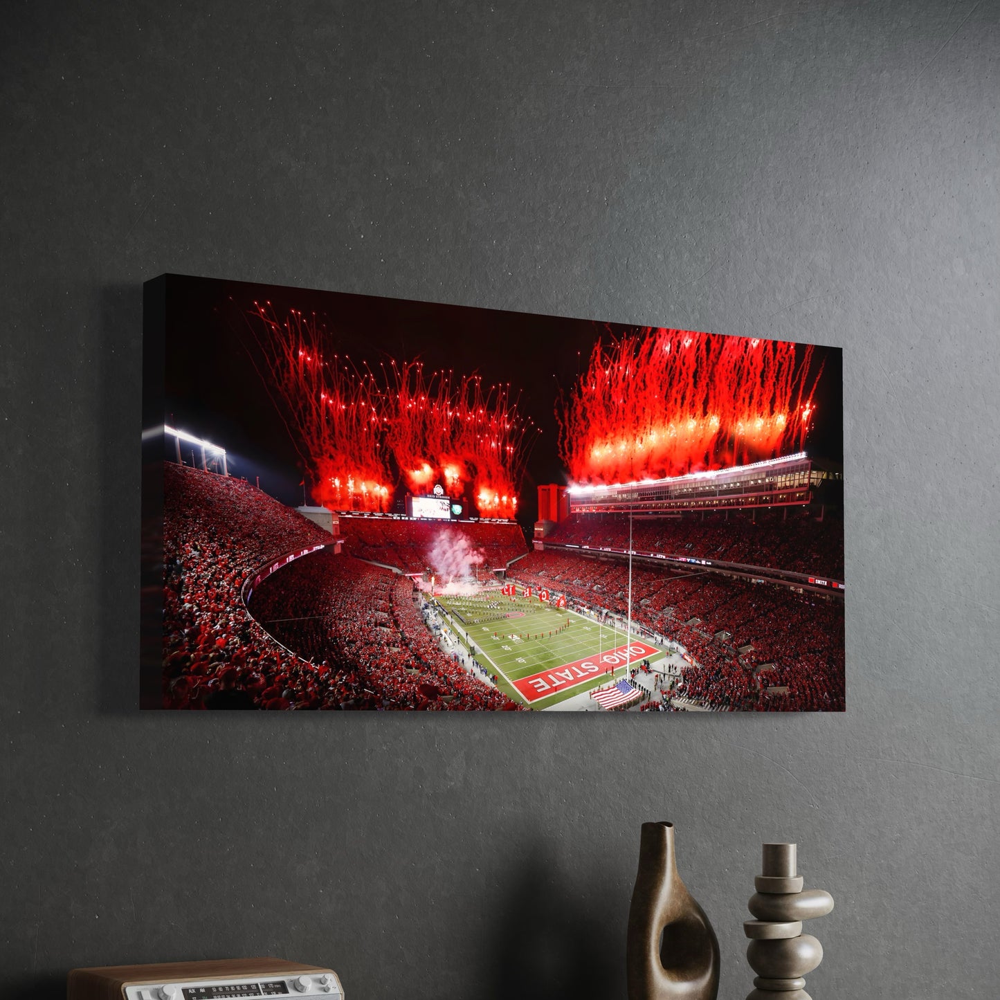 OHIO STATE BUCKEYES CANVAS "BUCKEYE BLAZE" OHIO STADIUM