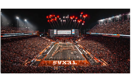 TEXAS LONGHORNS CANVAS "LONGHORN NIGHTS" DARRELL K ROYAL TEXAS MEMORIAL STADIUM