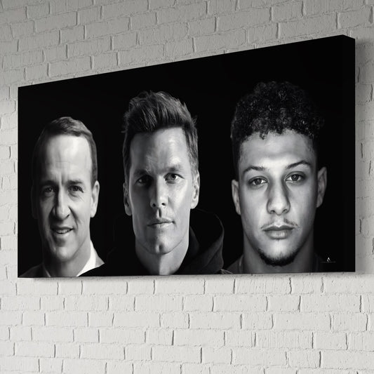 NFL QUARTERBACKS CANVAS "GRIDIRON GREATS" BRADY, MANNING, MAHOMES