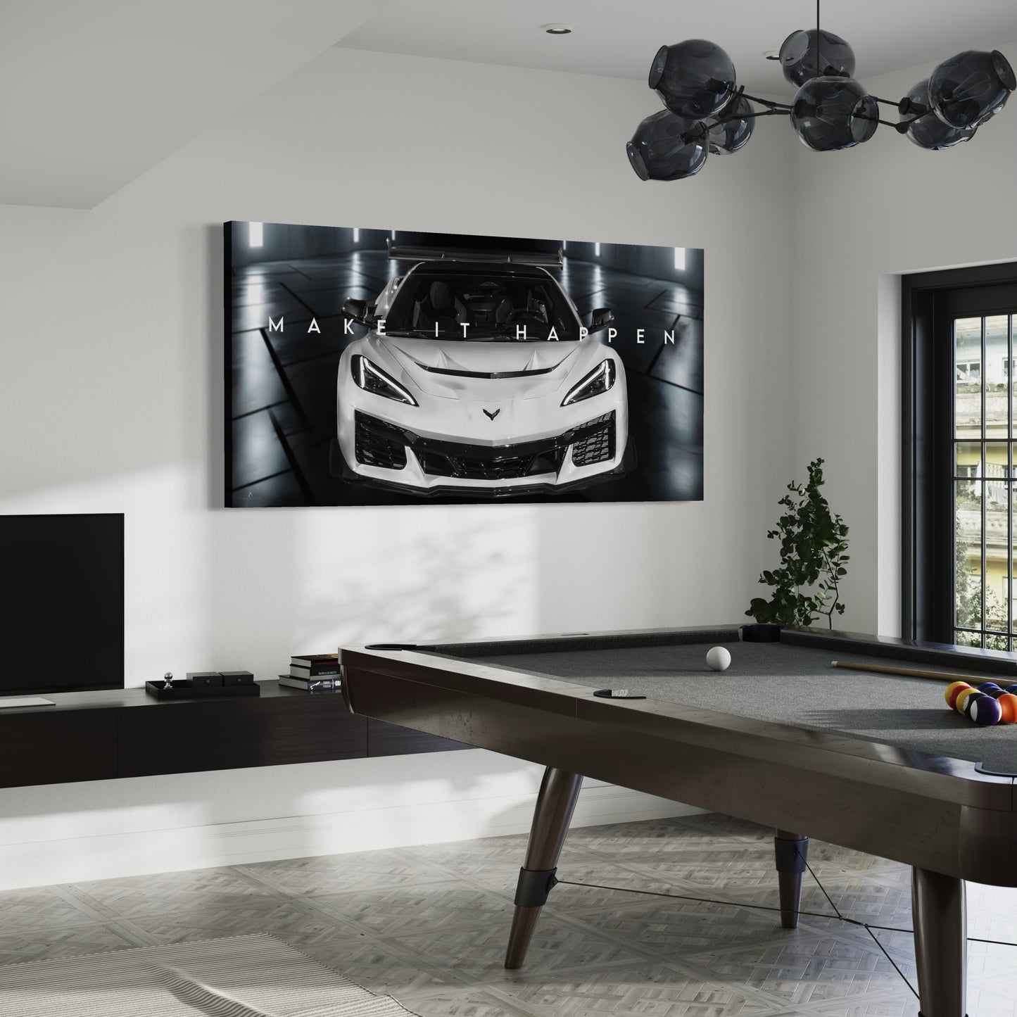 WHITE C8 ZR1 CANVAS "MAKE IT HAPPEN"