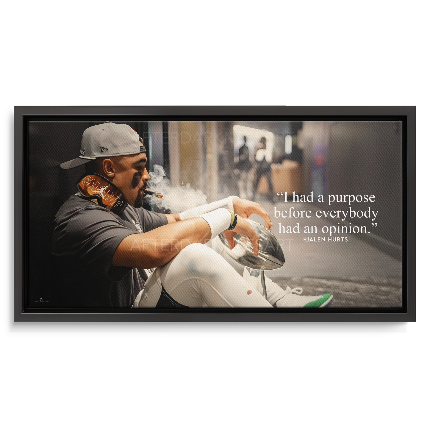 JALEN HURTS CANVAS "SILENT VICTORY" PHILADELPHIA EAGLES SUPER BOWL LIX