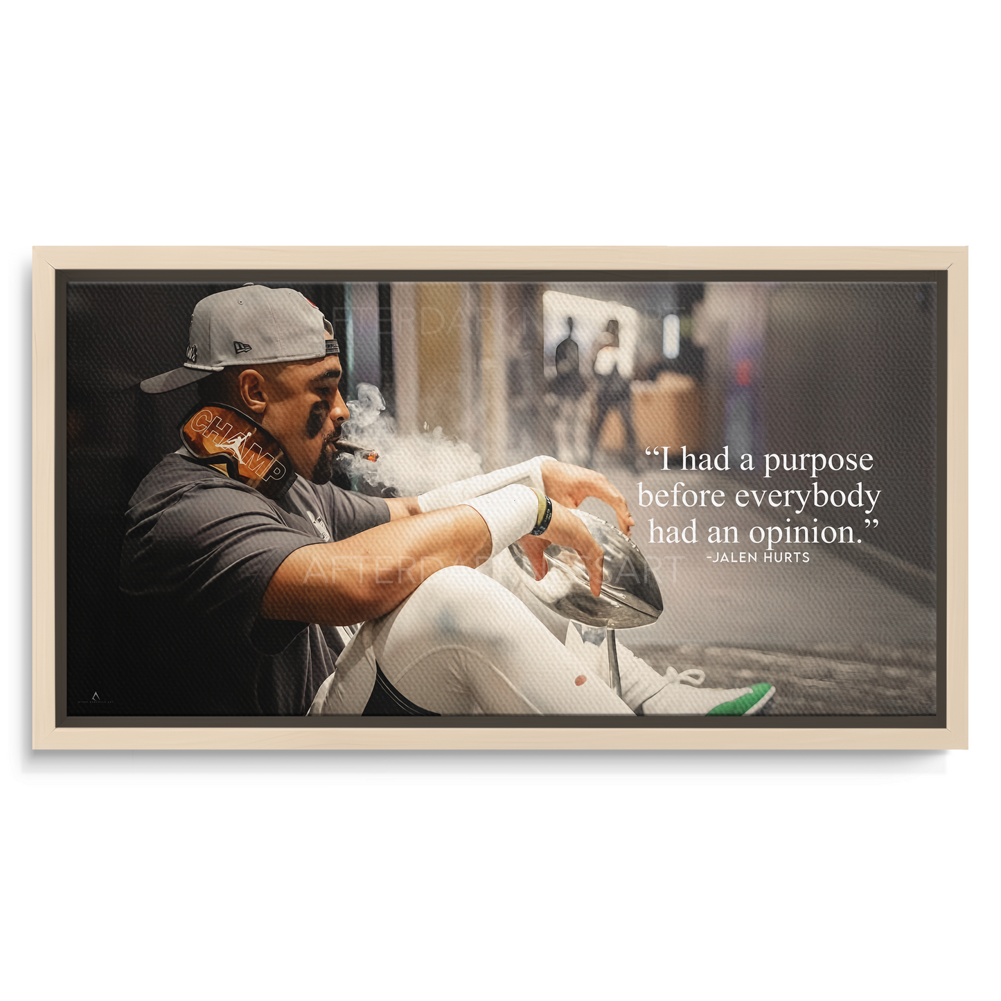 JALEN HURTS CANVAS "SILENT VICTORY" PHILADELPHIA EAGLES SUPER BOWL LIX