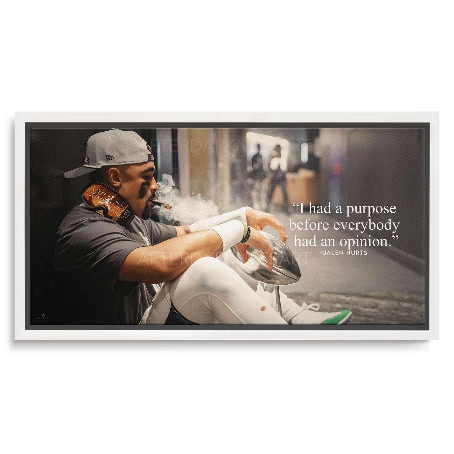 JALEN HURTS CANVAS "SILENT VICTORY" PHILADELPHIA EAGLES SUPER BOWL LIX