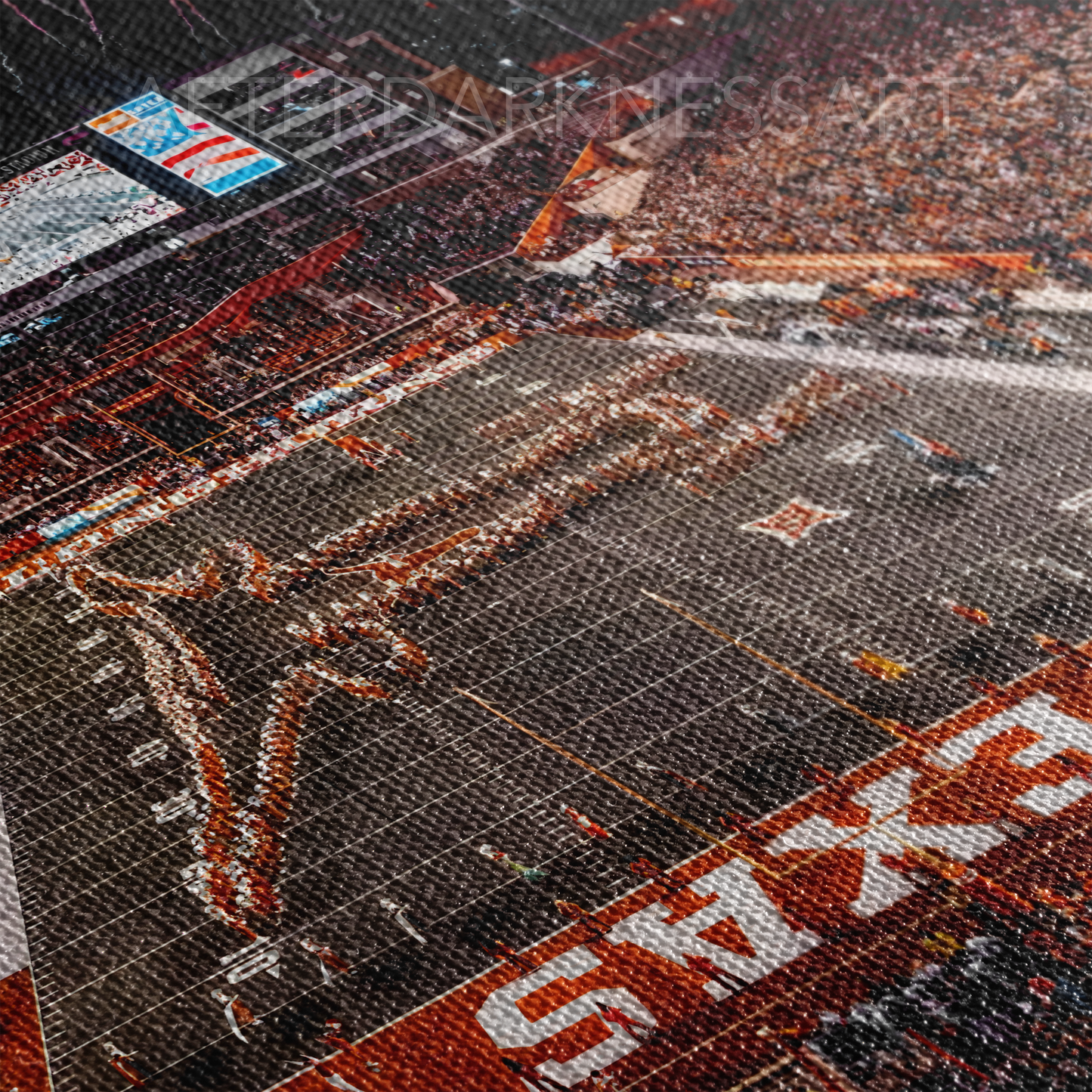 TEXAS LONGHORNS CANVAS "LONGHORN NIGHTS" DARRELL K ROYAL TEXAS MEMORIAL STADIUM