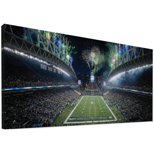 SEATTLE SEAHAWKS CANVAS "EMERALD CITY ERUPTS" LUMEN FIELD | SUPER BOWL LX