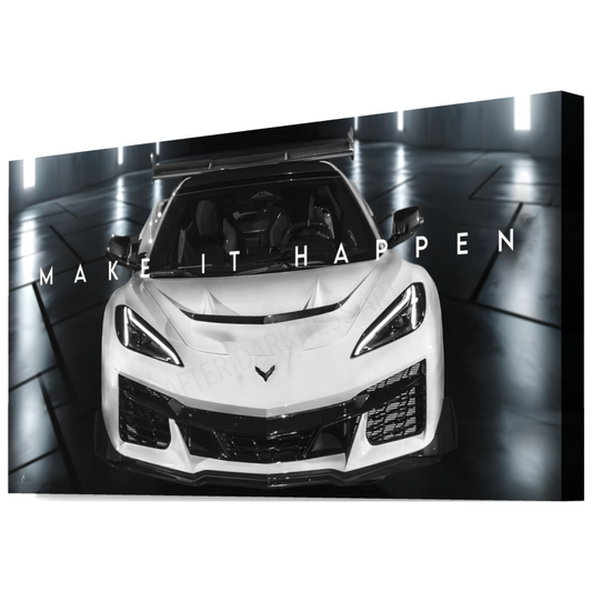 WHITE C8 ZR1 CANVAS "MAKE IT HAPPEN"