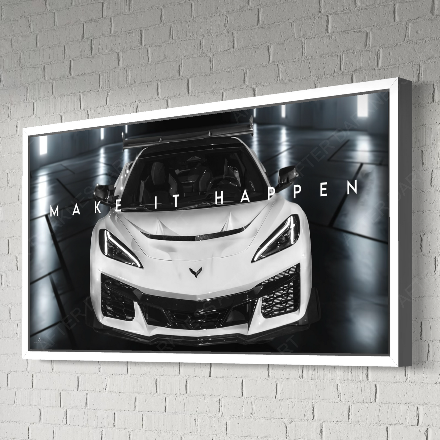 WHITE C8 ZR1 CANVAS "MAKE IT HAPPEN"