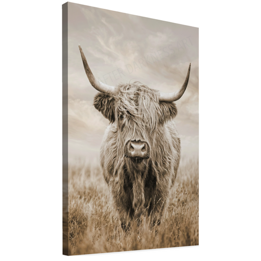 HIGHLAND COW CANVAS "GOLDEN PASTURES"