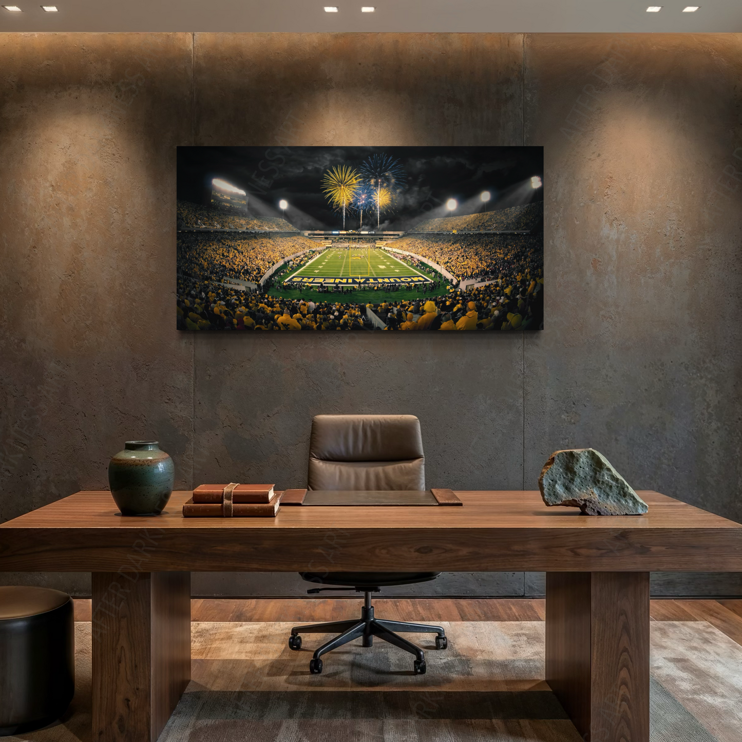 WEST VIRGINIA MOUNTAINEERS CANVAS "FIRE OVER MORGANTOWN" MILAN PUSKAR STADIUM