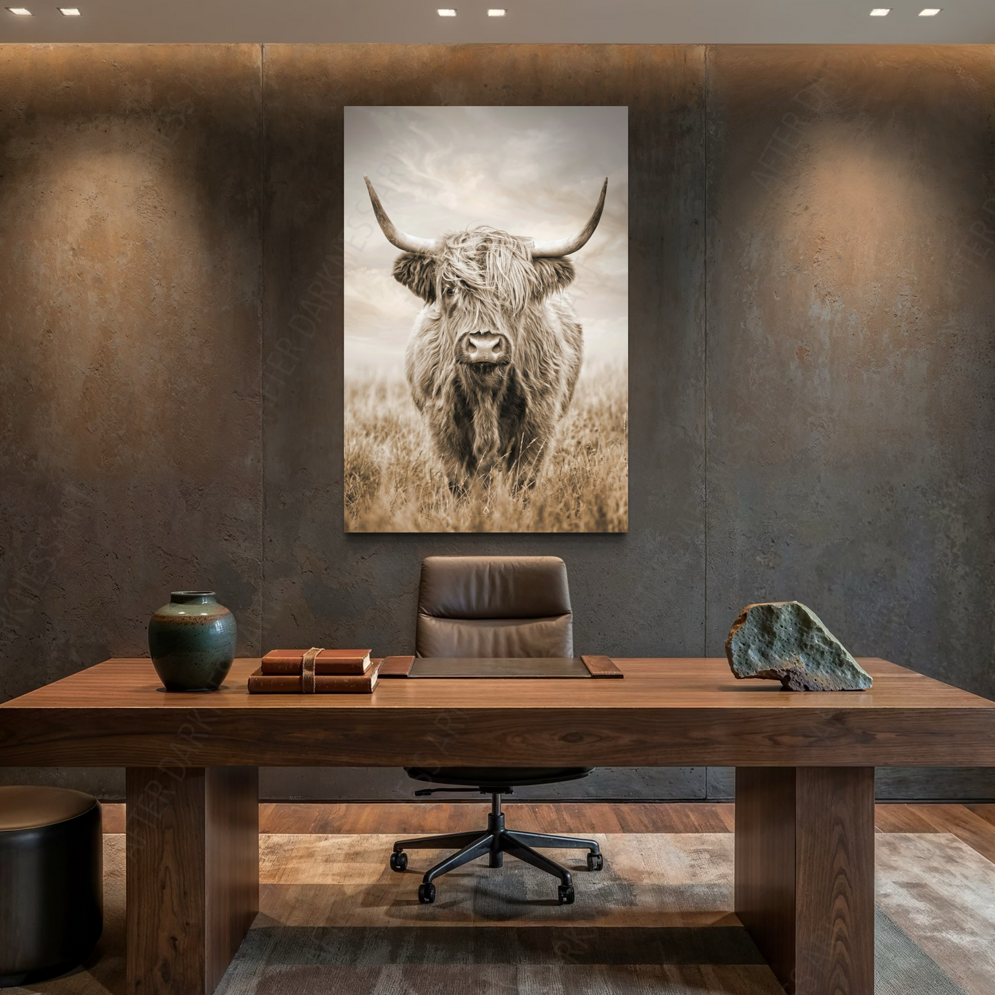 HIGHLAND COW CANVAS "GOLDEN PASTURES"