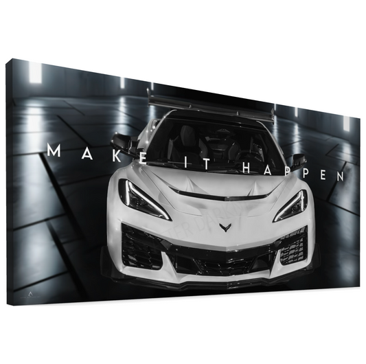 WHITE C8 ZR1 CANVAS "MAKE IT HAPPEN"