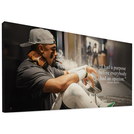 JALEN HURTS CANVAS "SILENT VICTORY" PHILADELPHIA EAGLES SUPER BOWL LIX