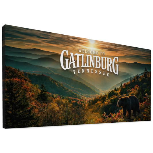 WELCOME TO GATLINBURG TENNESSEE CANVAS "A QUITE WELCOME"